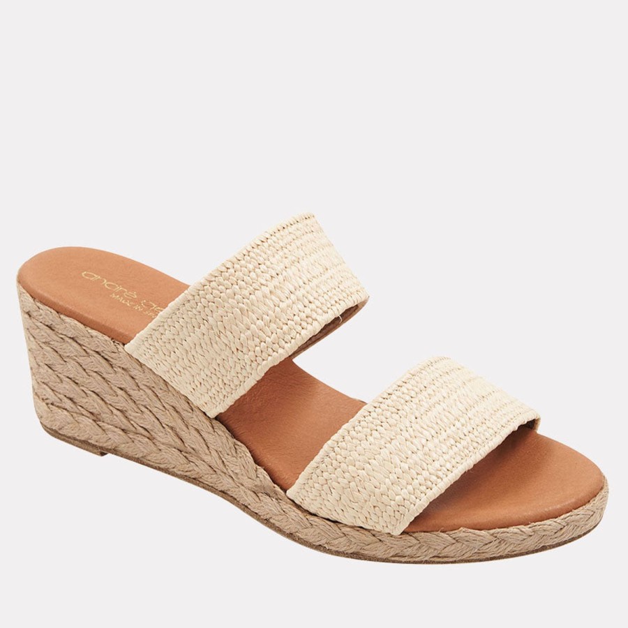 The Original Espadrille® Andre Assous | Nori Stretch Raffia Espadrille Wedge Natural-Stretch-Raffia