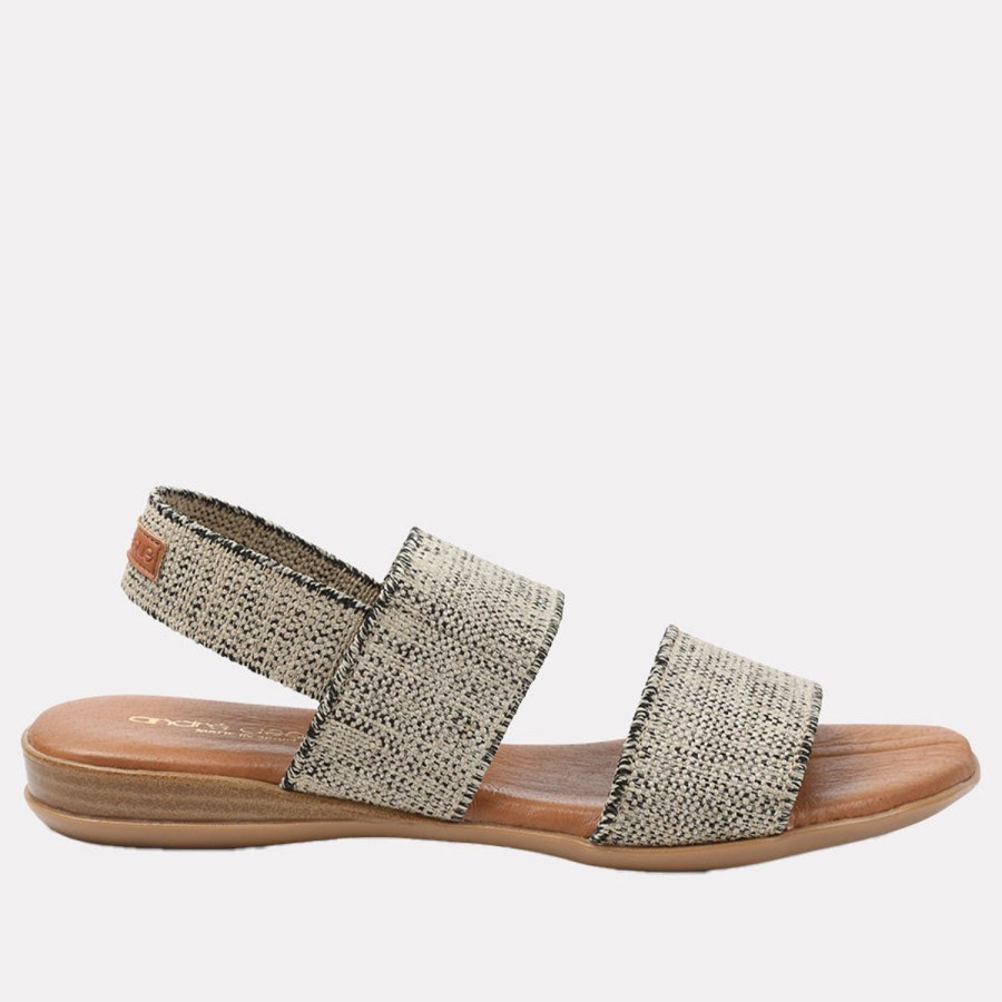 Featherweights Andre Assous | Nigella Linen Featherweights Sandal Black-Beige-Linen