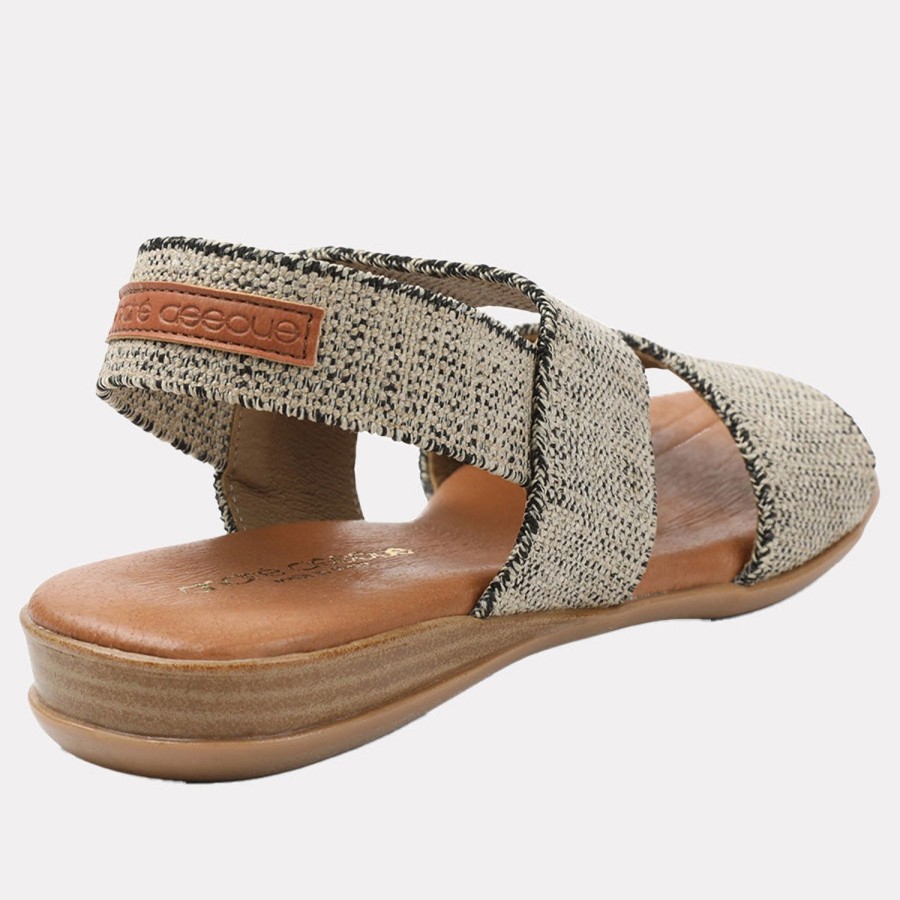 Featherweights Andre Assous | Nigella Linen Featherweights Sandal Black-Beige-Linen