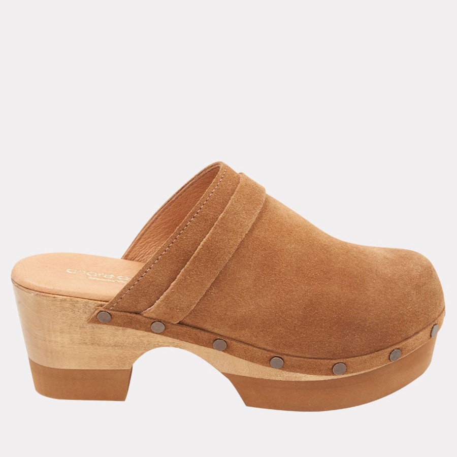 Clogs & Mules Andre Assous | Olivia Suede Clog Cognac