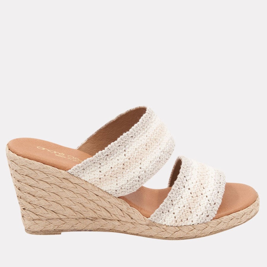 The Original Espadrille® Andre Assous | Nolita Crochet Espadrille Wedge Beige-Linen-Crochet