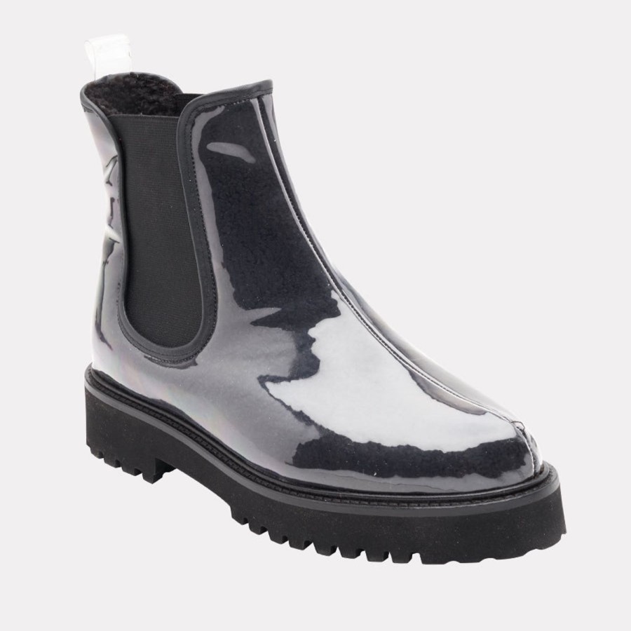 Featherweights Andre Assous | Peggy Vinyl Featherweights Chelsea Boot Black