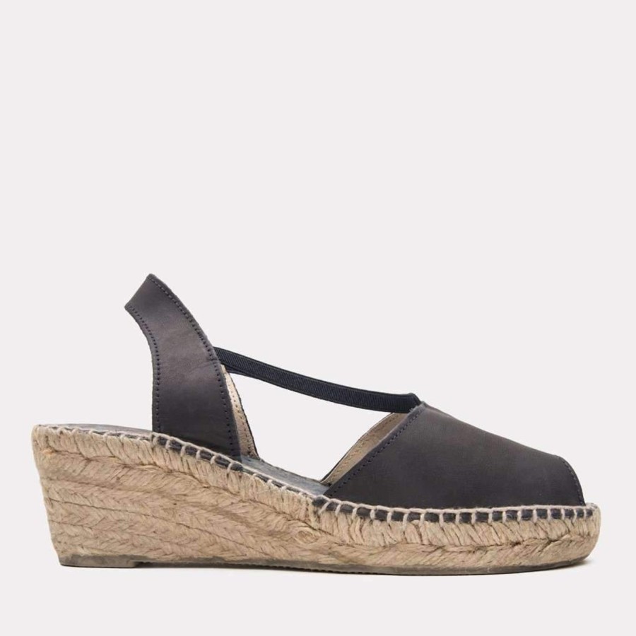 The Original Espadrille® Andre Assous | Dainty Leather Espadrille Wedge Black