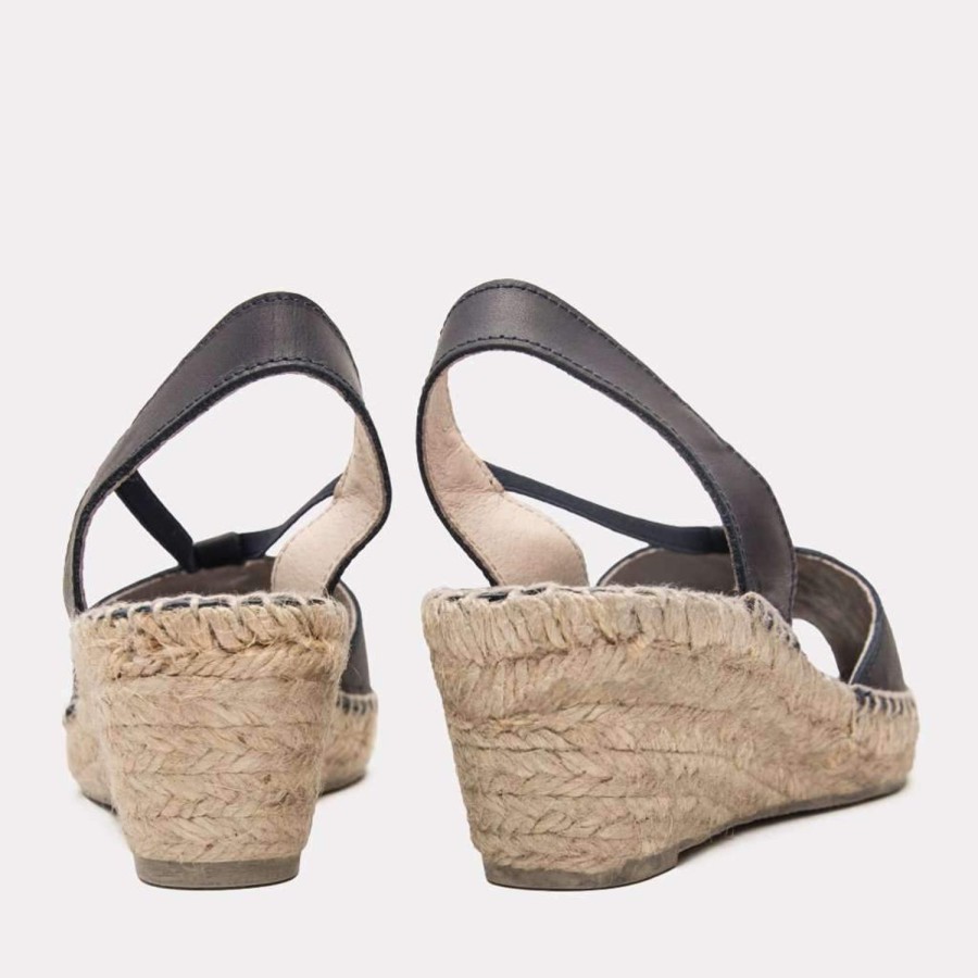 The Original Espadrille® Andre Assous | Dainty Leather Espadrille Wedge Black