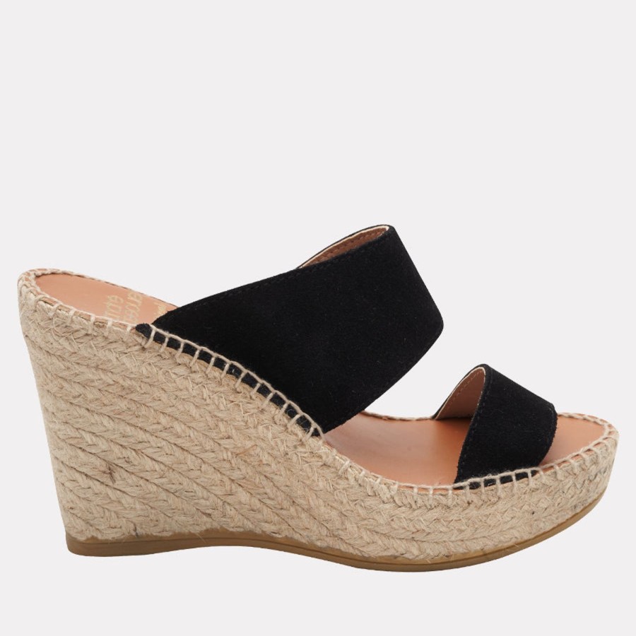 The Original Espadrille® Andre Assous | Celeste Suede Espadrille Wedge Black