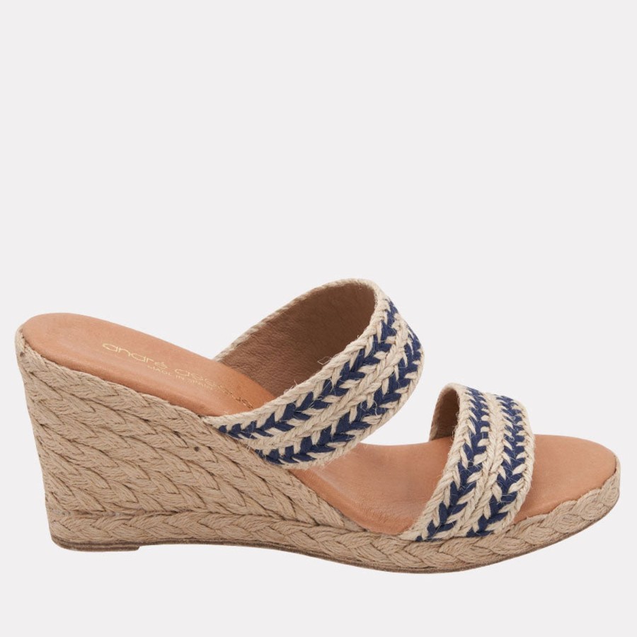 The Original Espadrille® Andre Assous | Nolita Navy Espadrille Wedge Navy-Raffia