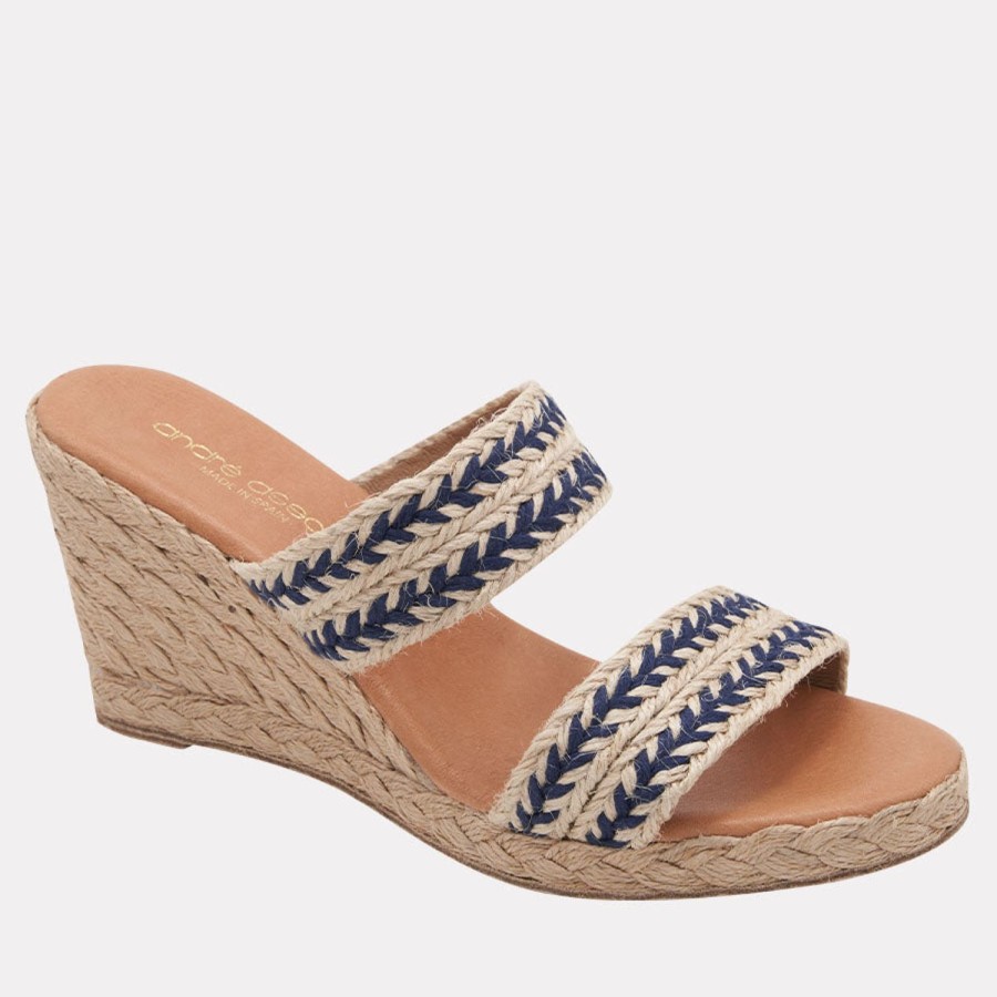 The Original Espadrille® Andre Assous | Nolita Navy Espadrille Wedge Navy-Raffia