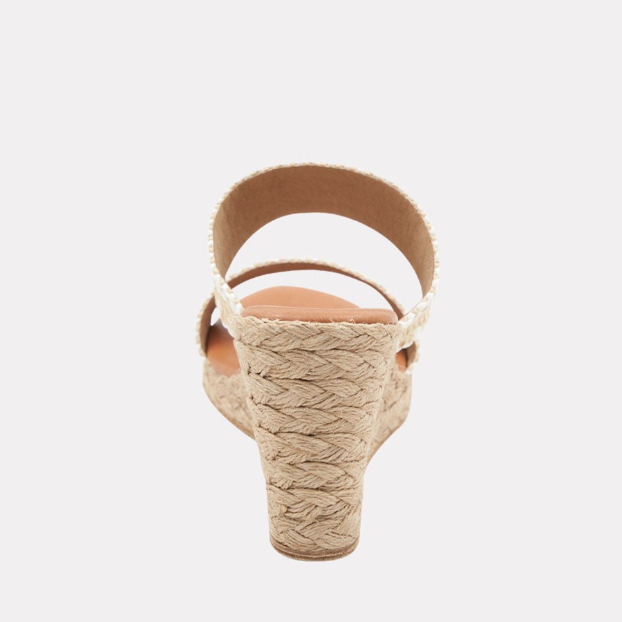 The Original Espadrille® Andre Assous | Nolita Stiched Raffia Espadrille Wedge Beige-White-Raffia