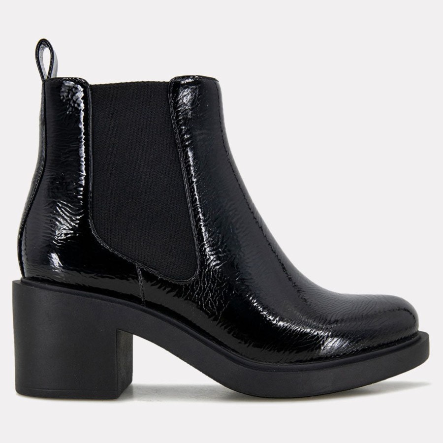 Heels Andre Assous | Gemma Patent Leather Chelsea Boot Black-Patent