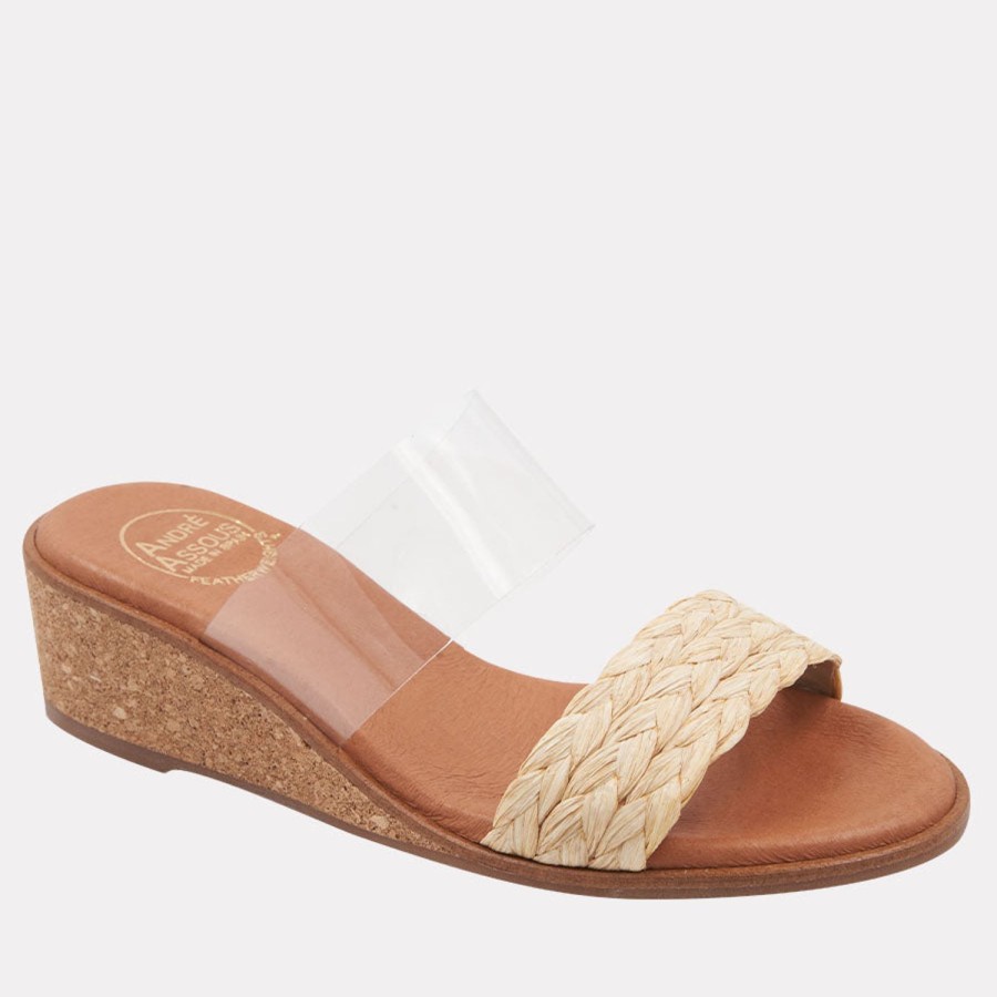 Featherweights Andre Assous | Gwenn Vinyl Raffia Featherweights Wedge Clear-Beige