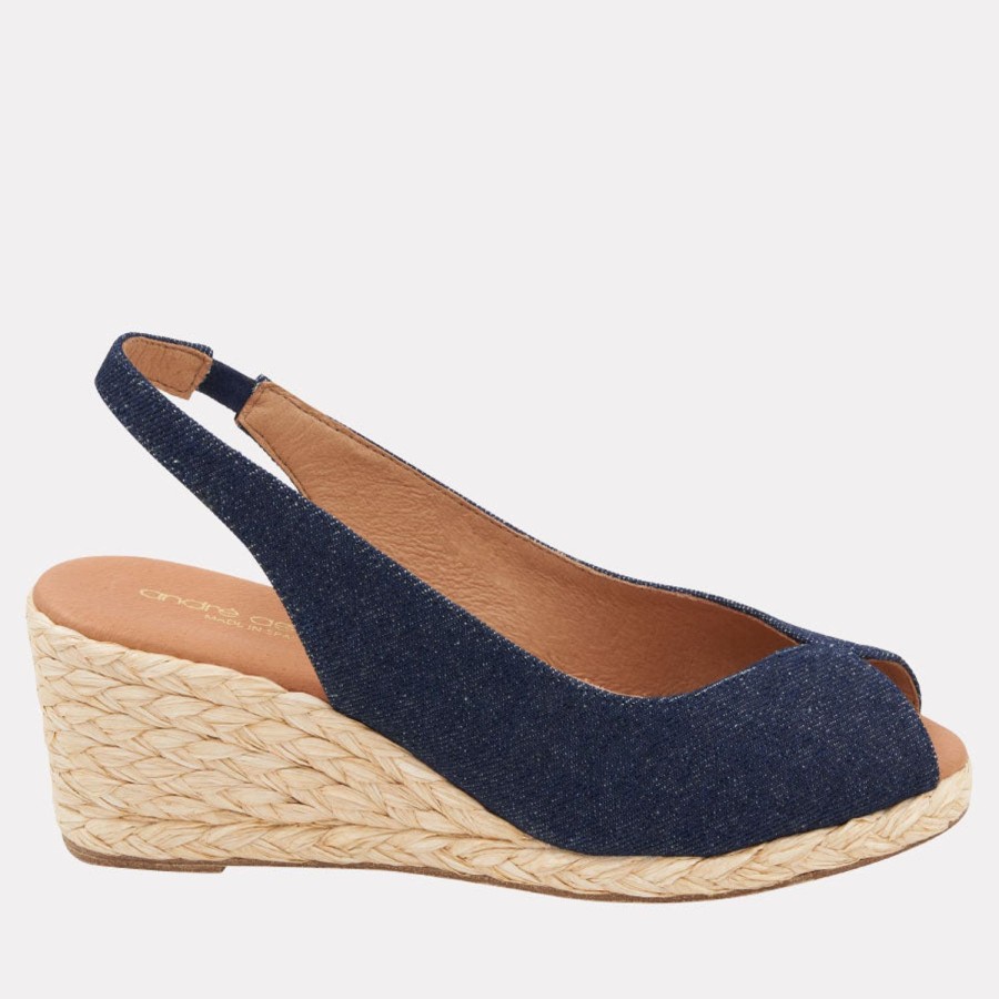 The Original Espadrille® Andre Assous | Audrey Espadrille Wedge Navy-Denim