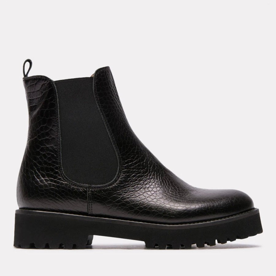 Featherweights Andre Assous | Peggy Embossed Croc Featherweights Chelsea Boot Black-Croc