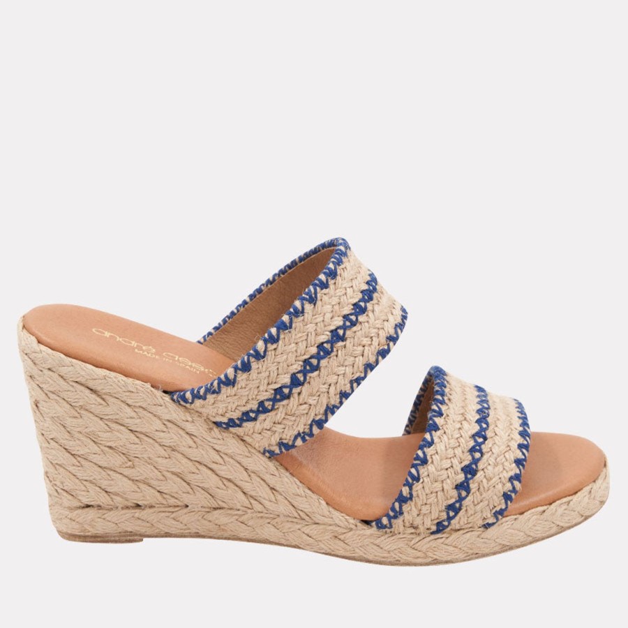 The Original Espadrille® Andre Assous | Nolita Knit Espadrille Wedge Natural-Navy-Raffia