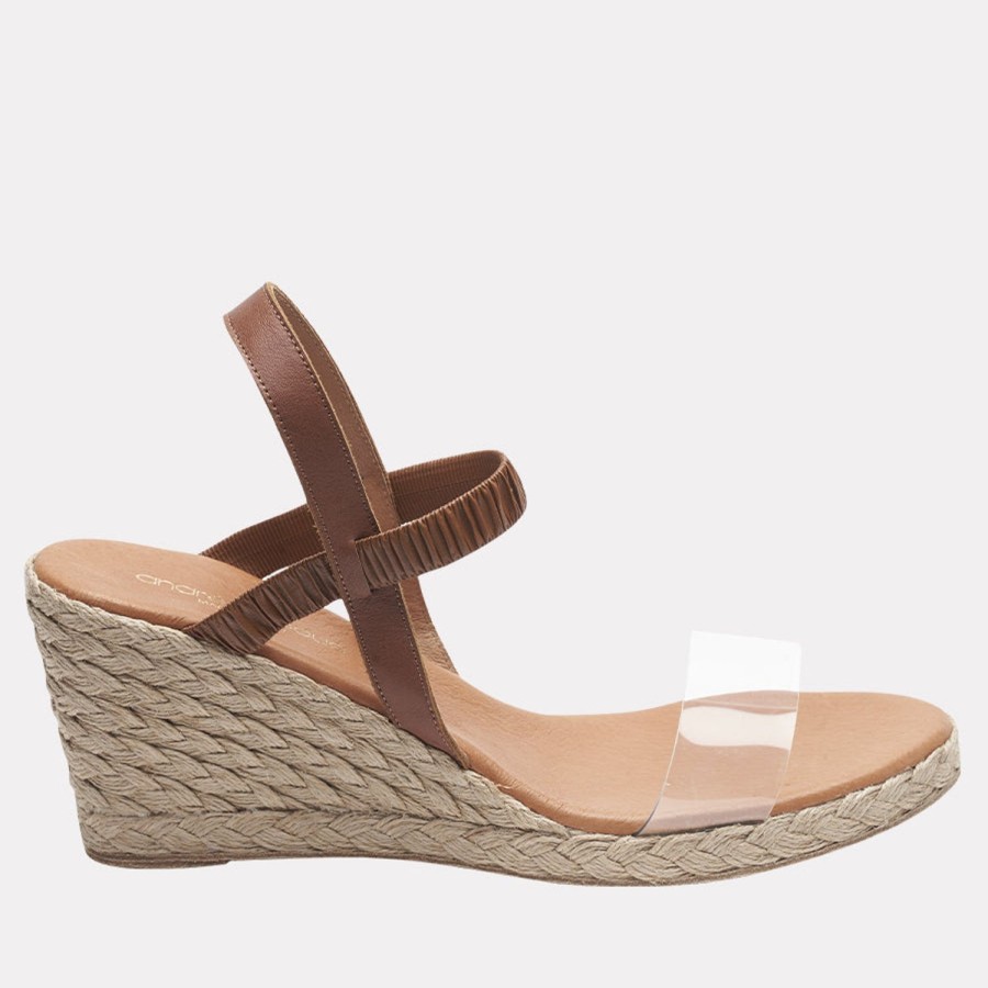 The Original Espadrille® Andre Assous | Alberta Espadrille Wedge Cuero-Clear