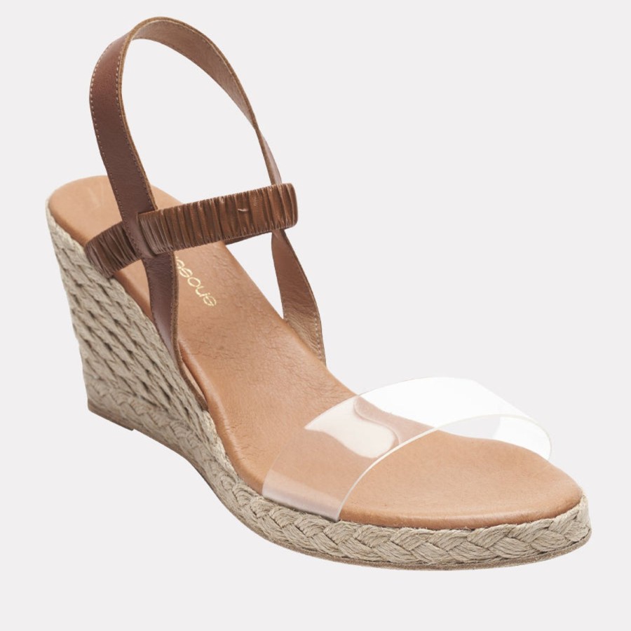 The Original Espadrille® Andre Assous | Alberta Espadrille Wedge Cuero-Clear