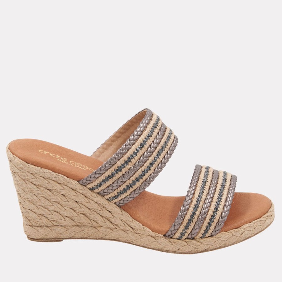 The Original Espadrille® Andre Assous | Nolita Metallic Espadrille Wedge Natural-Bronze-Raffia