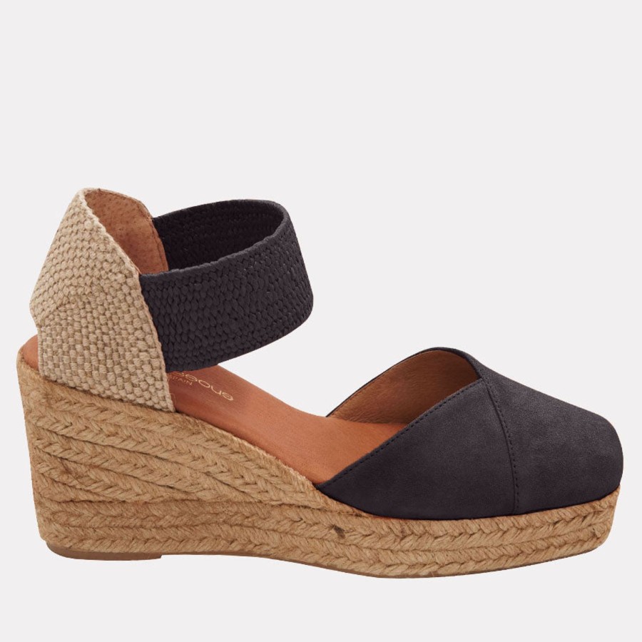 The Original Espadrille® Andre Assous | Pedra Suede 2 Espadrille Wedge Black