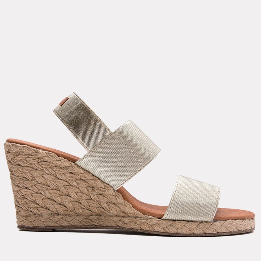 The Original Espadrille® Andre Assous | Allison Metallic Espadrille Wedge Platino