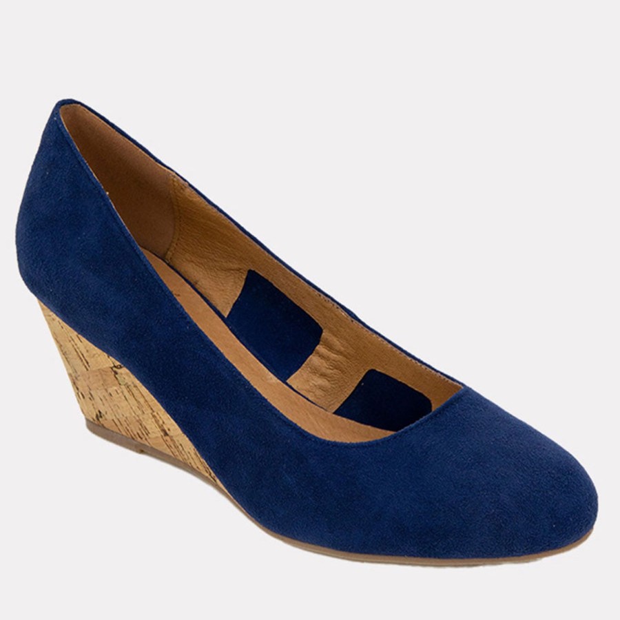 Featherweights Andre Assous | Khloe Suede Featherweights Wedge Navy