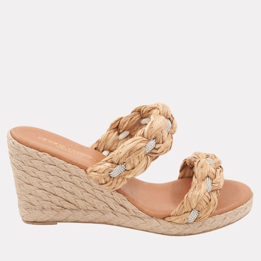 The Original Espadrille® Andre Assous | Nolita Crystal Espadrille Wedge Natural-Crystal-Raffia