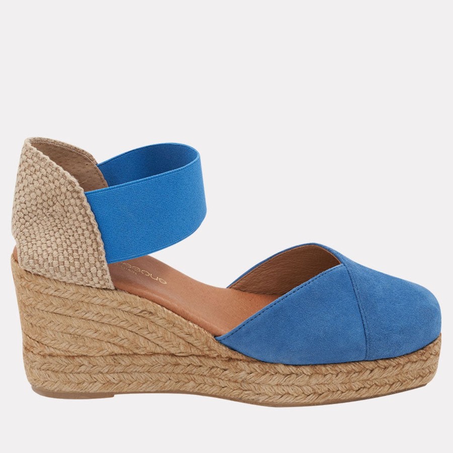 The Original Espadrille® Andre Assous | Pedra Suede Espadrille Wedge French-Blue