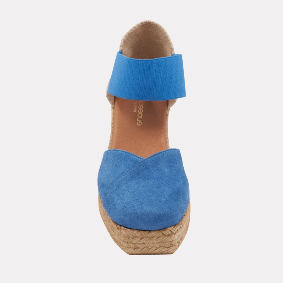 The Original Espadrille® Andre Assous | Pedra Suede Espadrille Wedge French-Blue